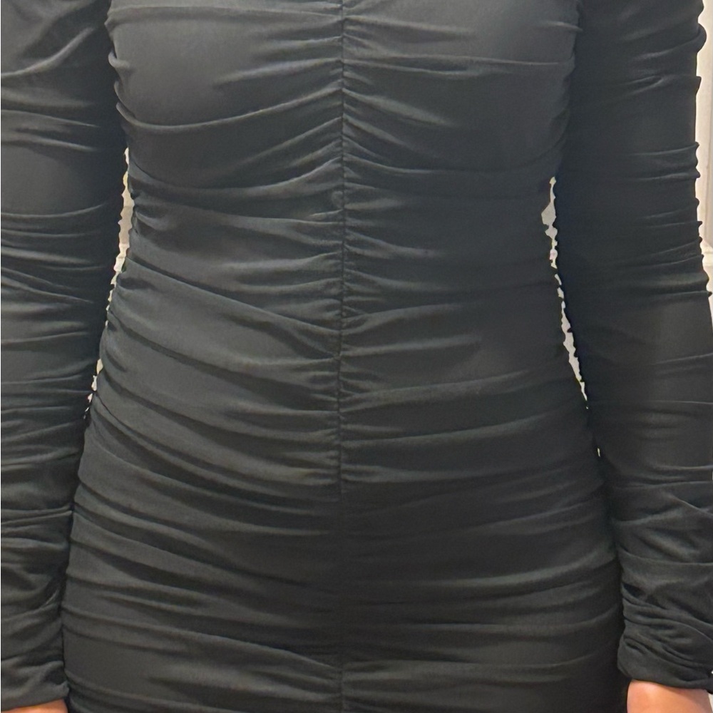 Fashion Nova Black Ruched Mini Dress